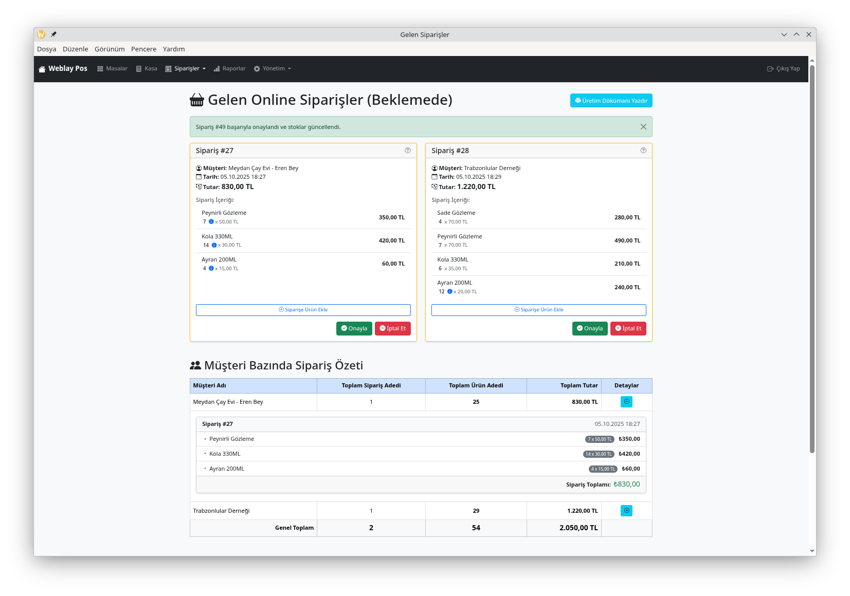 Weblay Pos Online Sipariş